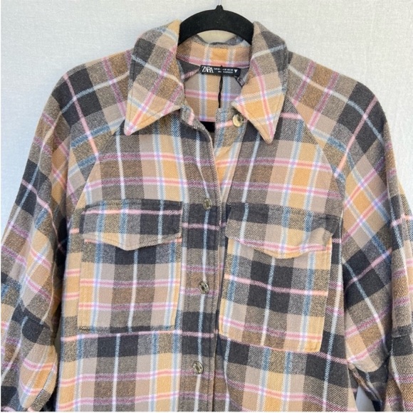 ZARA oversized plaid button up over shirt jacket size XS - Picture 6 of 16